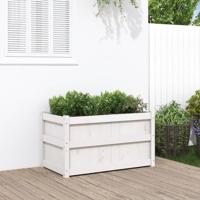 VidaXL Plantenbak 90x50x50 cm massief grenenhout wit - thumbnail