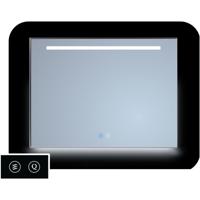 Spiegel Sanicare TuTTi 85 cm met LED 1 Horizontale Strook en Ambi Onder en Spiegelverwarming met Lijst Mat Zwart - thumbnail