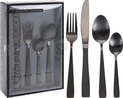 Cutlery Set 16Pcs Matt Zwart kerst Nampook - Nampook