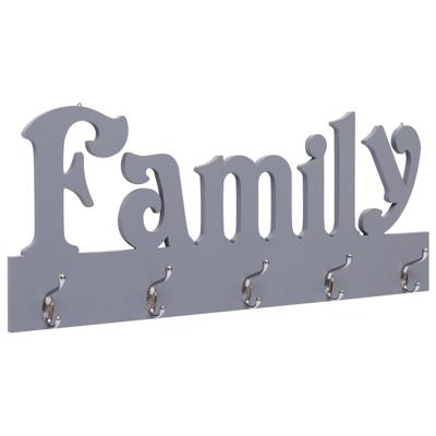 VidaXL Wandkapstok family 74x29,5 cm grijs VidaXL Wandkapstok family 74x29,5 cm grijs