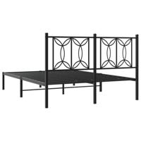 Bedframe met hoofdbord metaal zwart 140x200 cm - thumbnail