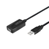 LogiLink UA0143 USB-kabel USB 2.0 USB-A stekker, USB-A bus 10.00 m Zwart - thumbnail