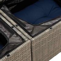 9-delige Loungeset met kussens poly rattan grijs - thumbnail