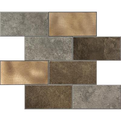 Zelfklevende Mozaïek Tegel - Afimera Metro XL - Taupe/Grijs/Koper - 305x305x4mm