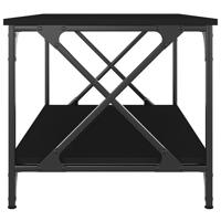Salontafel 80x50x45 cm bewerkt hout en ijzer zwart - thumbnail