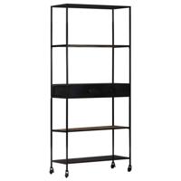 Boekenkast 80x35x180 cm ruw mangohout en ijzer - thumbnail