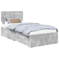 Bedframe met hoofdeinde Beton Grijs 90 x 190 cm Bewerkt hout - thumbnail