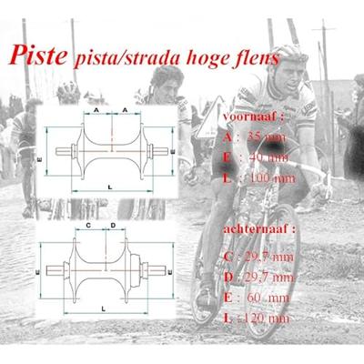 Miche naafset pista/strada v+a 36g m/hoge-flens flip/flop zi.