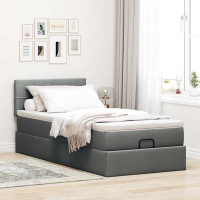 Ottoman bed met matras en LED's 90x190cm stof donkergrijs