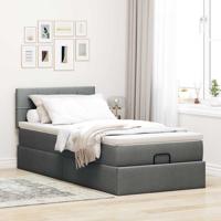 Ottoman bed met matras en LED's 100x200cm stof donkergrijs - thumbnail