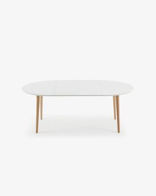 Kave Home Uitschuifbare Ovale Eettafel 'Oqui' 120 - 200 x 90cm, kleur Wit