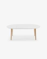 Kave Home Uitschuifbare Ovale Eettafel 'Oqui' 120 - 200 x 90cm, kleur Wit - thumbnail