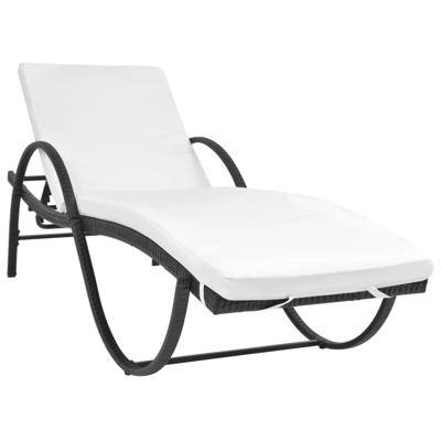 VidaXL Ligbed met kussen poly rattan zwart