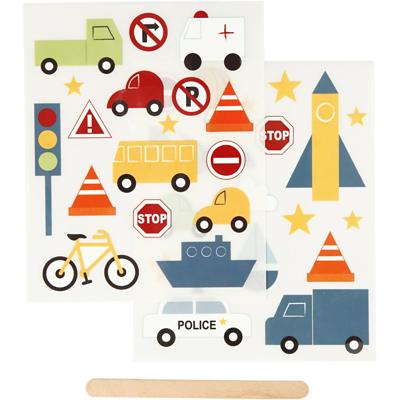 Creativ Company Rub-on stickers, transport, vel 12,2x15,3 cm, 1 doos