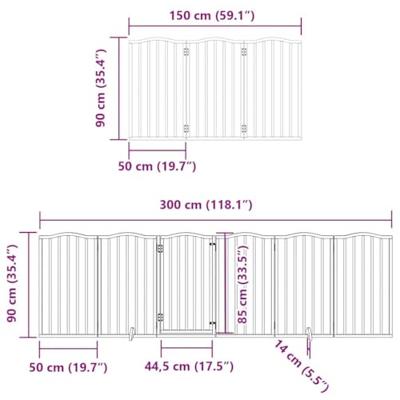 Hondenhek inklapbaar 9 panelen 450 cm populierenhout zwart - thumbnail