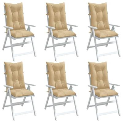 VidaXL Stoelkussens 6 st hoge rug 120x50x7 cm stof gemêleerd beige VidaXL Stoelkussens 6 st hoge rug 120x50x7 cm stof gemêleerd beige