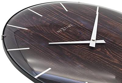 Wandklok - 35 cm - Koepelglas - 'Edge Wood Dome'