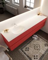 Mondiaz Vica 200cm badmeubel fire 4 lades wastafel Moon links met 1 kraangat - thumbnail