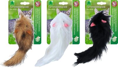Katten-speelgoed muis langharig staart 16cm Gebr. de Boon - Gebr de boon
