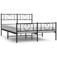 Bedframe met hoofd- en voeteneinde metaal zwart 135x190 cm - thumbnail