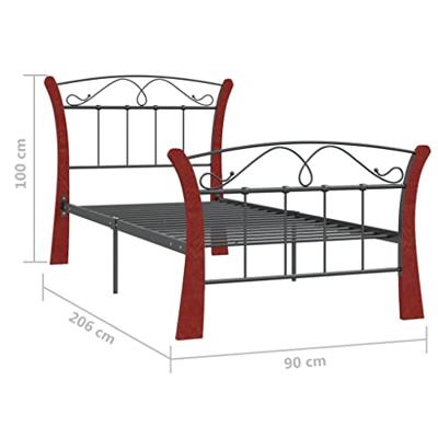 Bedframe metaal zwart 90x200 cm Bedframe metaal zwart 90x200 cm