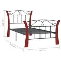 Bedframe metaal zwart 90x200 cm - thumbnail