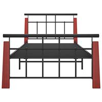 Bedframe metaal en massief eikenhout 90x200 cm - thumbnail