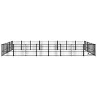 vidaXL Hondenkennel voor buiten 45,16 m² staal, kennel, hondenhuis, hondenren, hondenhok, hondenverblijf, puppyverblijf, kennels, hondenhokken - thumbnail