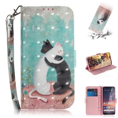 3D gekleurde tekening katten patroon horizontale Flip lederen case voor Nokia 3 2 met houder & card slots & portemonnee 3D gekleurde tekening katten patroon horizontale Flip lederen case voor Nokia 3 2 met houder & card slots & portemonnee