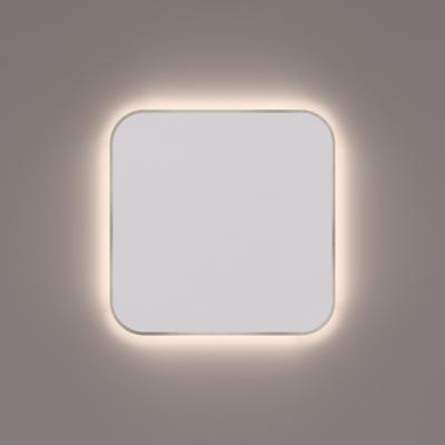 Toiletspiegel Hipp Design SPM T06 Rechthoek 35x35 cm Met Afgeronde Hoeken En Verlichting Geborsteld RVS