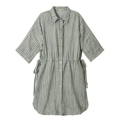 Linnen jurk, riet gestreept 40/42