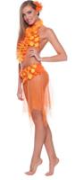 Folat hawai top en rok oranje one size | 12 stuks - thumbnail