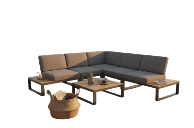 Albufeira modular lounge corner set anthracite alu/teak look Eurofar - Eurofar