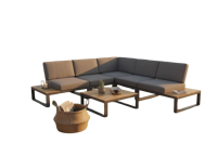 Albufeira modular lounge corner set anthracite alu/teak look Eurofar - Eurofar - thumbnail