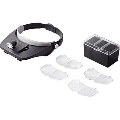 TOOLCRAFT TO-5137803 Hoofdbandloep Met LED-verlichting Vergrotingsfactor: 1.2 x, 1.8 x, 2.5 x, 3.5 x Lensgrootte: (l x b) 102 mm x 57 mm Zwart