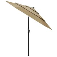 VidaXL Parasol 3-laags met aluminium paal 2,5 m taupe - thumbnail