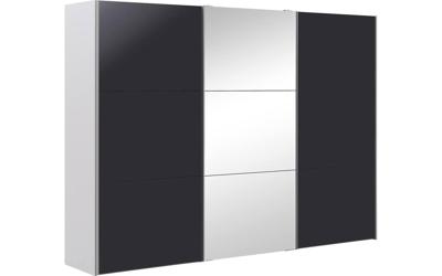 Goossens Kledingkast Easy Storage Sdk, 303 cm breed, 220 cm hoog, 2x 3 paneel schuifdeuren en 1x 3 paneel spiegel schuifdeur midden Goossens Kledingkast Easy Storage Sdk, 303 cm breed, 220 cm hoog, 2x 3 paneel schuifdeuren en 1x 3 paneel spiegel schuifdeur midden