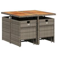 9-delige Tuinset met kussens poly rattan grijs - thumbnail