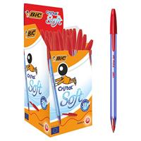 Pen Bic Cristal Soft Rood Transparant 1-2 mm 50 Onderdelen (50 Stuks) - thumbnail