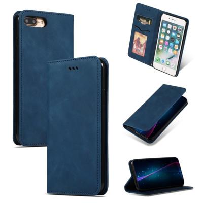 Retro huid voelen Business magnetische horizontale Flip lederen case voor iPhone 8 plus/7 Plus (marineblauw) Retro huid voelen Business magnetische horizontale Flip lederen case voor iPhone 8 plus/7 Plus (marineblauw)