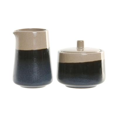 Melk- en Suikerpot Home ESPRIT Blauw Grijs Porselein 250 ml 9 X 9 X 8,4 cm 2 Onderdelen