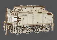 Wooden city 3D puzzel locomotief en kolenwagen - thumbnail