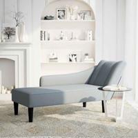 Chaise longue met rechterarmleuning stof lichtgrijs - thumbnail