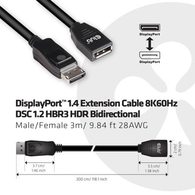 club3D CAC-1023 DisplayPort-kabel DisplayPort Verlengkabel DisplayPort-stekker, DisplayPort-bus 3.00 m Zwart club3D CAC-1023 DisplayPort-kabel DisplayPort Verlengkabel DisplayPort-stekker, DisplayPort-bus 3.00 m Zwart