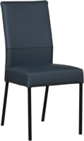Blauwe leren moderne eetkamerstoel Real - poot vierkant zwart - Toledo Leer Marine (blauw leer) - thumbnail
