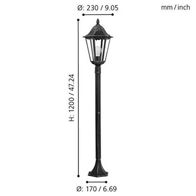 Eglo Klassieke tuinlampNavedo zwart zilver - 93463