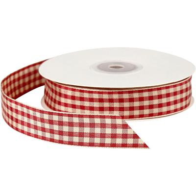 Creativ Company Geruit lint antiek rood wit, 25m