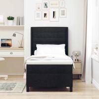 Boxspring bed met matras met hoofdeinde Zwart 100 x 200 cm Stof - thumbnail
