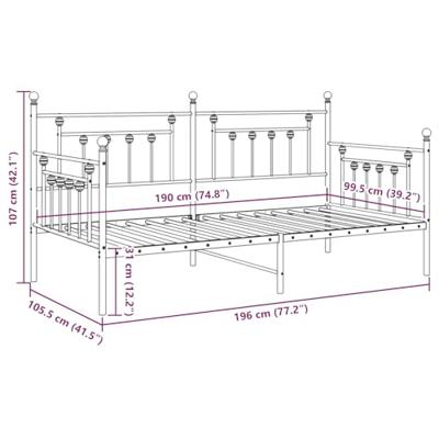 Bedframe voor een daybed met hoofdeinde Wit 100 x 190 cm Staal