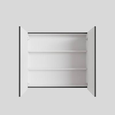 Spiegelkast BWS Cube 80x70x16 cm 2 Deuren Antraciet met Mat Wit Spiegelkast BWS Cube 80x70x16 cm 2 Deuren Antraciet met Mat Wit